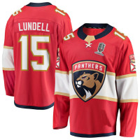 Youth Florida Panthers #15 Anton Lundell Home 2024 Stanley Cup Champions Breakaway Red Jersey