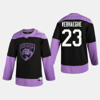 Men's Florida Panthers Carter Verhaeghe #23 2020 Hockey Fights Cancer Practice Black Jersey