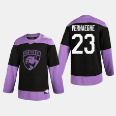 Men's Florida Panthers Carter Verhaeghe #23 2020 Hockey Fights Cancer Practice Black Jersey
