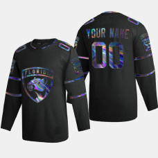 Men's Florida Panthers Customized #00 Iridescent Holographic Authentic Black Jersey