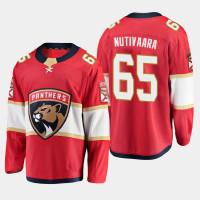 Men's Florida Panthers Markus Nutivaara #65 Home 2020-21 Breakaway Player Red Jersey