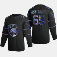 Men's Florida Panthers Markus Nutivaara #65 Iridescent Holographic Authentic Black Jersey