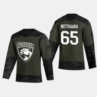 Men's Florida Panthers Markus Nutivaara #65 2020 Veterans Day Authentic Practice Camo Jersey
