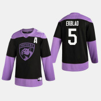 Panthers Aaron Ekblad #5 Hockey Fights Cancer Practice Black Jersey