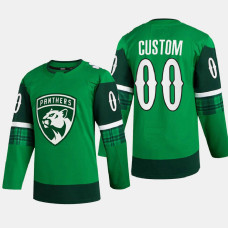 Florida Panthers St. Patricks Day Green Warm-Up 2022 Jersey Customized