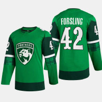Florida Panthers St. Patricks Day Gustav Forsling Green Warm-Up Jersey
