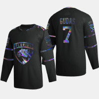 Men's Florida Panthers Radko Gudas #7 Iridescent Holographic Authentic Black Jersey