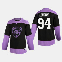 Men's Florida Panthers Ryan Lomberg #94 2020 Hockey Fights Cancer Practice Black Jersey