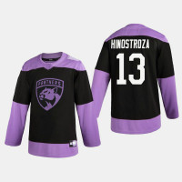 Men's Florida Panthers Vinnie Hinostroza #13 2020 Hockey Fights Cancer Practice Black Jersey